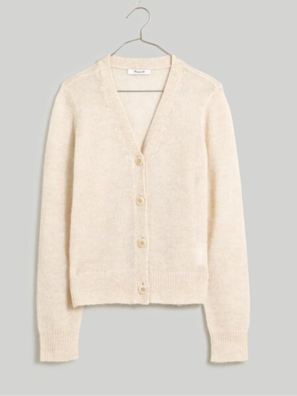 Madewell Alpaca-Blend V-Neck Cardigan In Heather Ecru Small Nwt